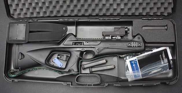 Storm carbine comes in a sturdy fitted case with room for accessories.