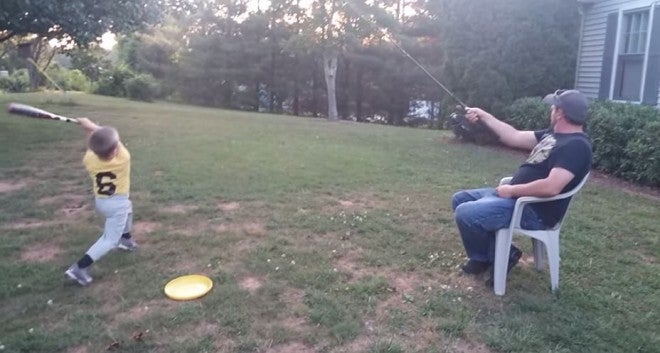 Redneck Resourcefulness: Father and Son Fishing Baseball