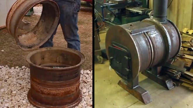 Watch: Making a Wood Stove From Old Wheels