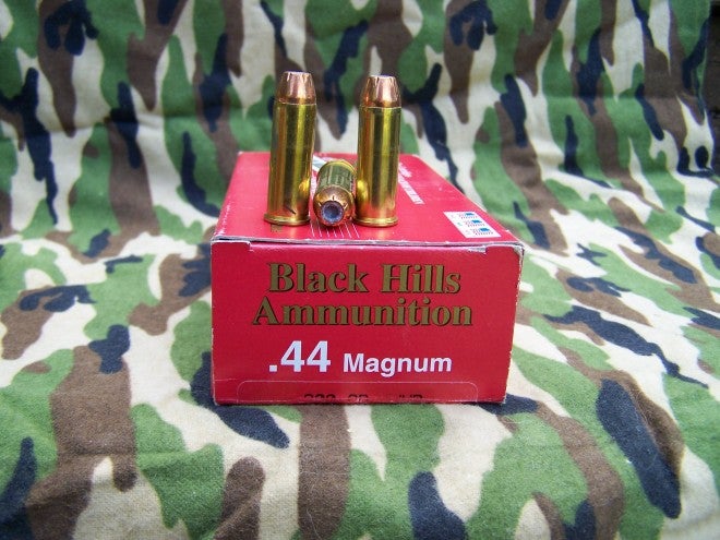 For deer-sized game, and wild pigs, it's hard to beat the Black Hills Ammunition 300-gr JHP load, their 24-gr JHP is almost as good, but Cascio likes the slightly heavier 300-gr JHP load for more penetration.