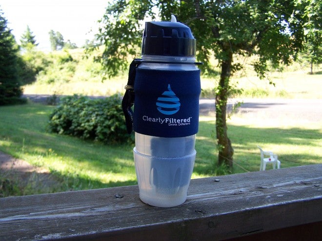 This is the Athlete bottle, and it's great for when you're out playing sports, running, biking, hiking or hunting. It can filter up to 100-gallons of water.