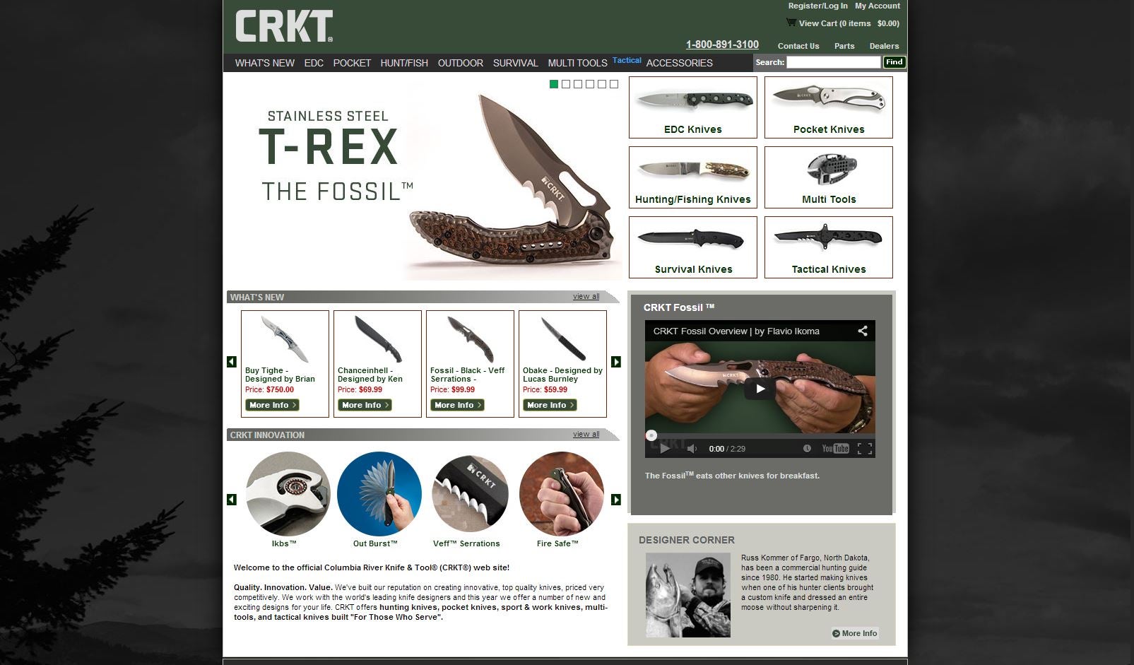 CRKT's new website design.