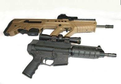 This is how short the Tavor is. Compared to the shorted AR pistol by Extar.