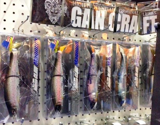 Gan Craft was among the companies displaying a huge selection of glide baits. (Steve Wright photo)