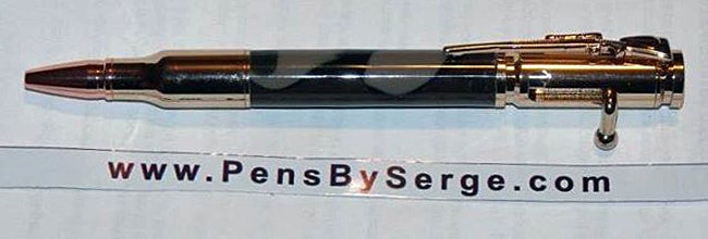 Bolt Action pen with chrome finish and camo body