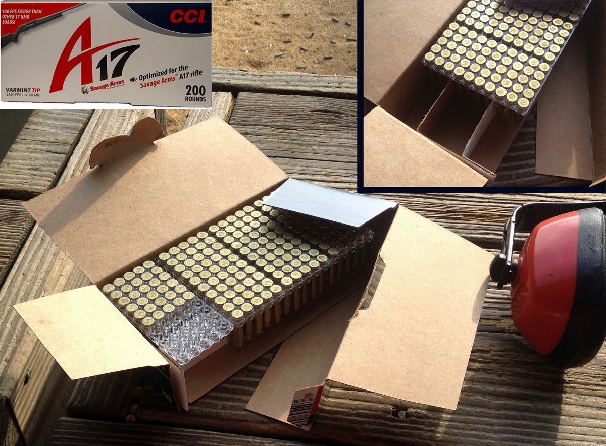 A defective and poorly designed box of CCI A17 17 HMR Ammo