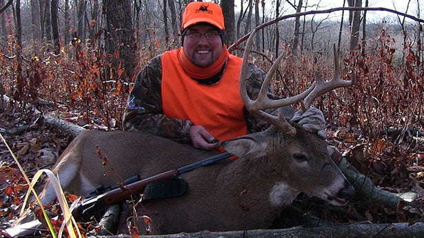 The author poses with another nice public-land buck he harvested during a muzzleloader season. (Jeremy Flinn photo)