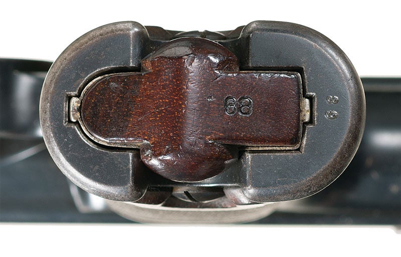 C93 Loewe Borchardt pistol, base of magazine and grip
