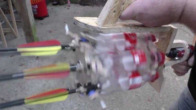 Coke Bottle Gatling Gun that Fires Arrows (Video)