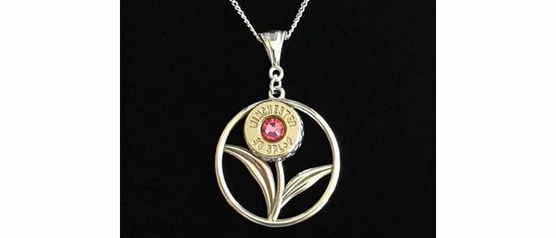 Sterling silver flower pendant, 38 Spec/357 mag/40 S&W, choose your birthstone. (Photo: Ammo Wear)