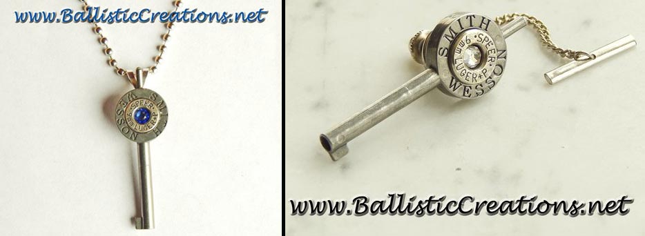 Handcuff key necklace and tie tack. (Photo: Ballistic Creations) 