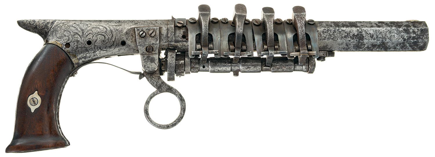 One-Barrel Four-Shot Muzzleloading Ratchet Pistol (Photos and Video) One-Barrel Four-Shot Muzzleloading Ratchet Pistol (Photos and Video)