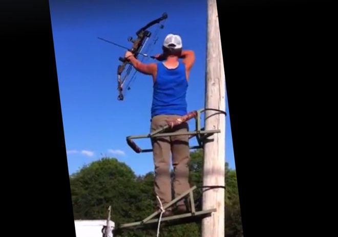Video: Tree Stand Slips as “Hunter” Draws His Bow