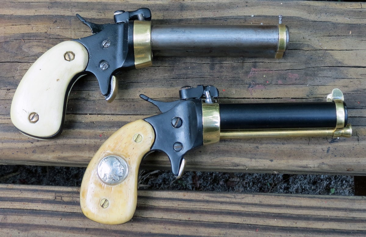 Prototype (top) and a special pistol for his sister. Photo © Russ Chastain