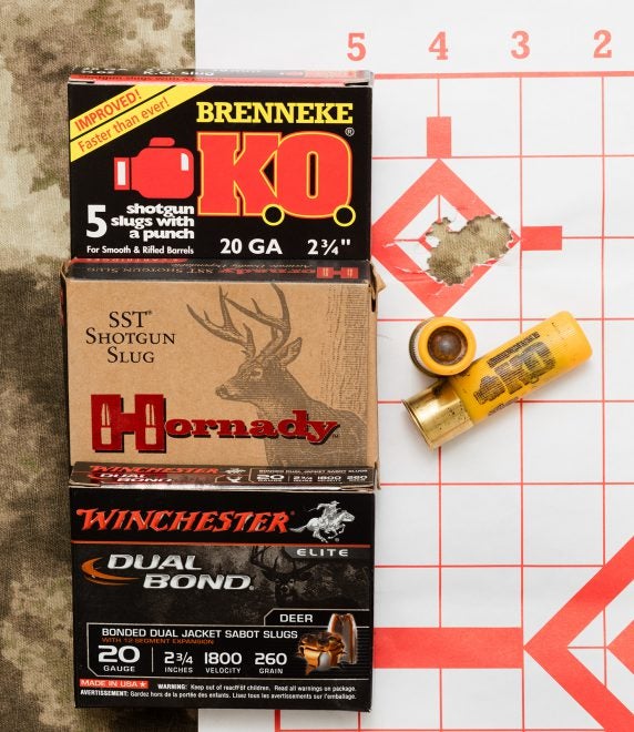 3-shot 0.5-inch group fired from 25 yards with Brenneke K.O.