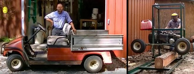 Watch: Building a Sawmill From an Old Golf Cart