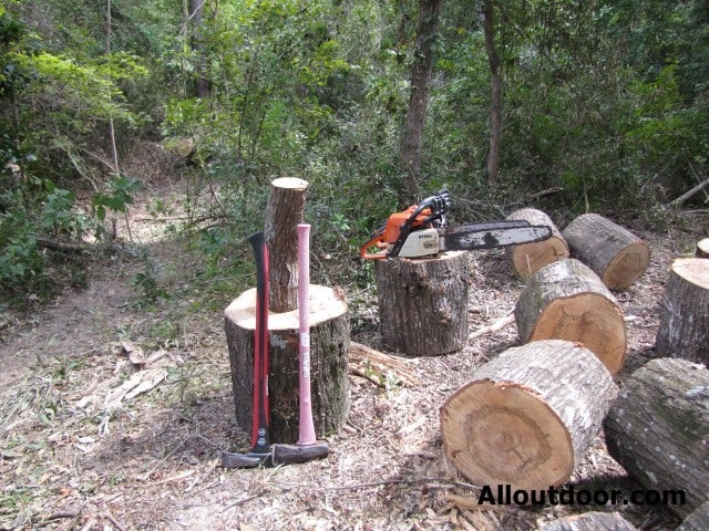 Splitting Firewood with Railroad Spikes