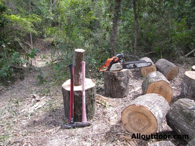 Splitting Firewood with Railroad Spikes Splitting Firewood with Railroad Spikes