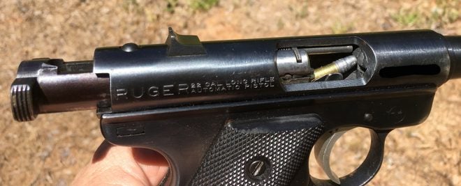 Ruger 22 pistol jam. (Photo © Russ Chastain)