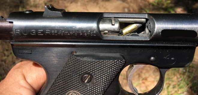 Another jam in the Ruger 22 pistol. (Photo © Russ Chastain) 