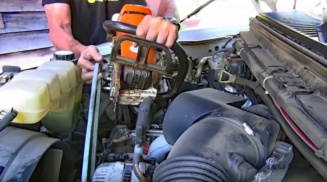 Watch: Use a Chainsaw to Charge a Car Battery