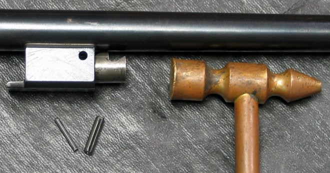 Install piston block plug on 44 carbine. (Photo © Russ Chastain) 