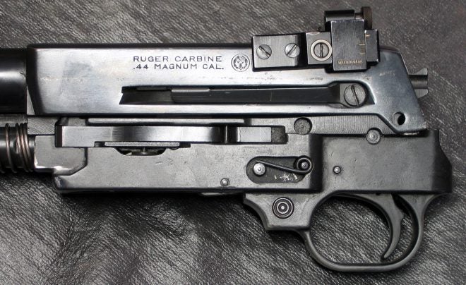 Installing trigger assembly on Ruger Model 44. (Photo © Russ Chastain) 