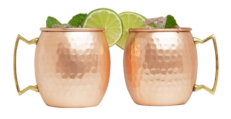 Advanced Mixology set of two Moscow mule 100 per cent 16 ounce barrel copper mugs