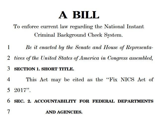 Fix NICS Bill Heading to Committee