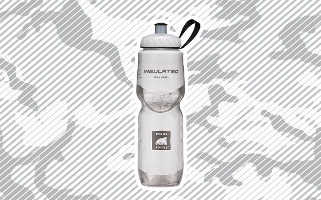 Polar Bottle insulated water bottle on urban camo background