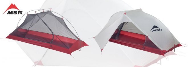 The MSR Carbon Reflex 1 lightweight backcountry tent.