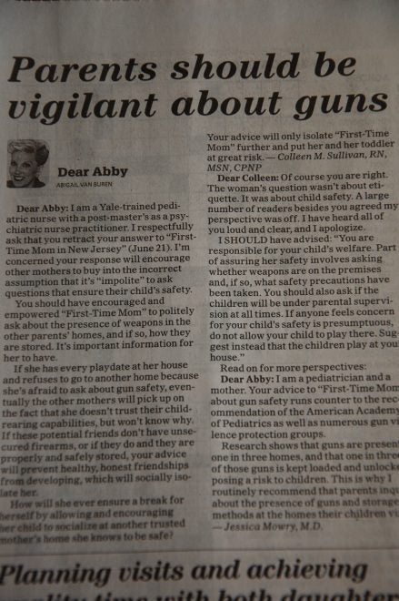 Dear Abby Flubs Home Gun Security Question