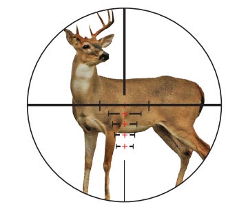 Ranging a deer with the VXR-M range-compensating reticle.