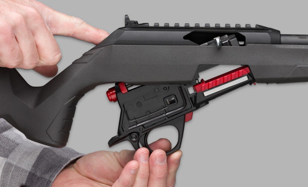 Push one button to release the lower receiver assembly from the Wildcat's stock.