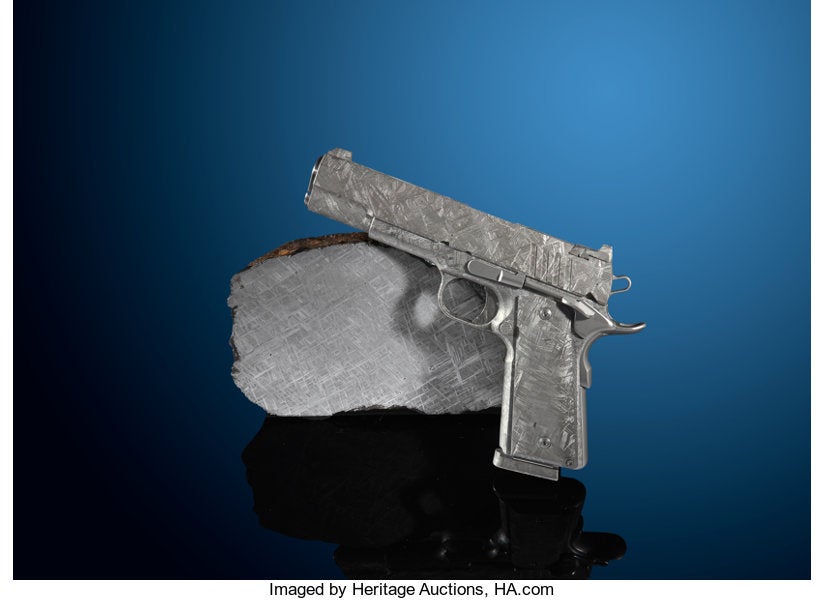 Custom Model 1911 made from a meteorite. Image © Heritage Auctions.