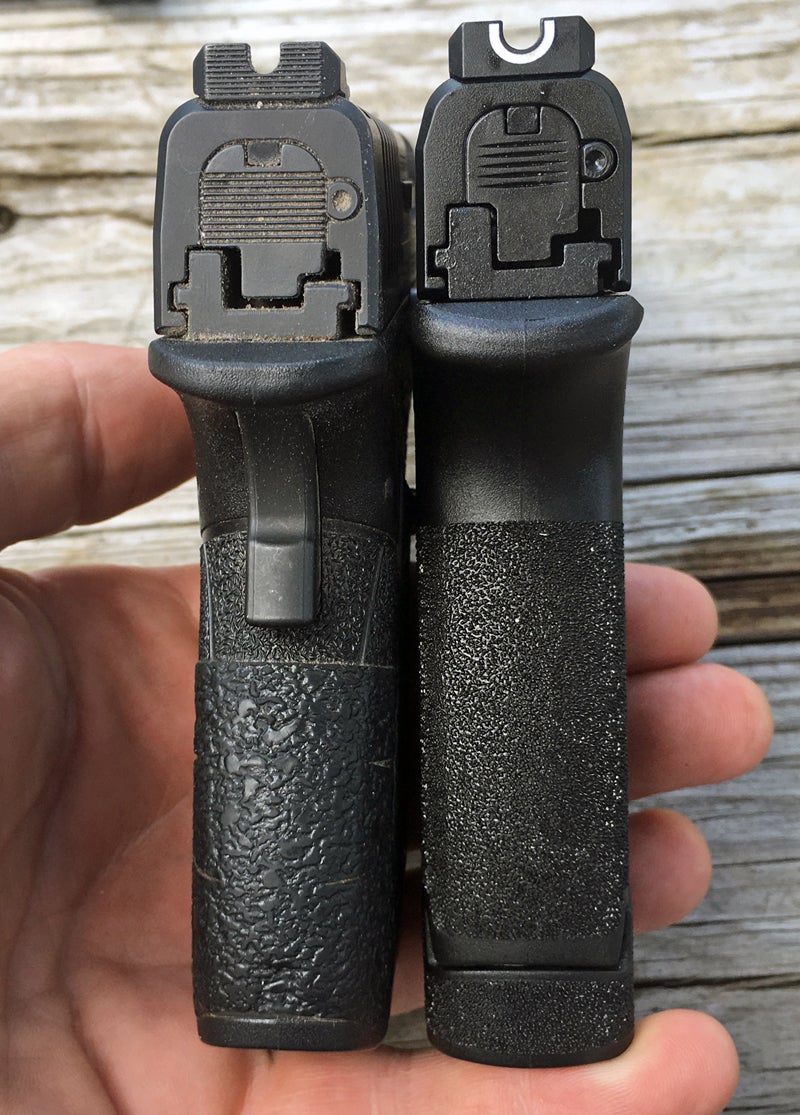 Springfield Armory XD-S Mod.2 3.3 left, Hellcat right. (Photo © Russ Chastain)