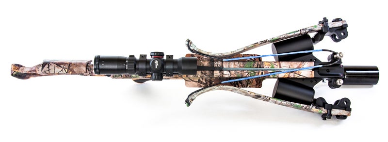Steambow crossbow in the folded position.