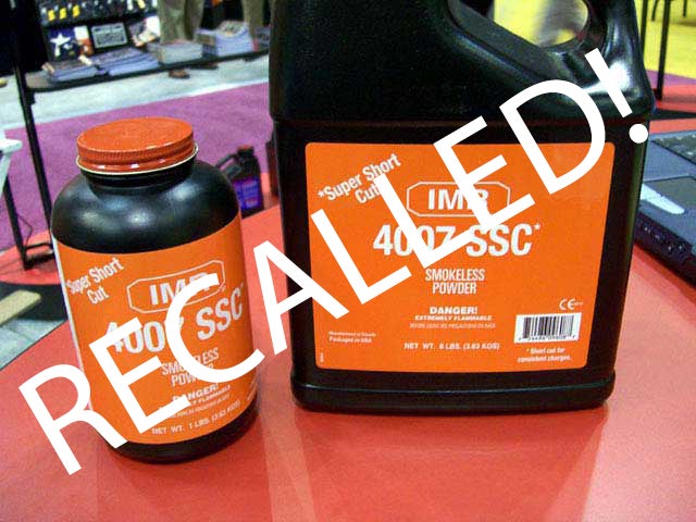 Reminder: Hodgdon IMR 4007 SSC Powder Recall