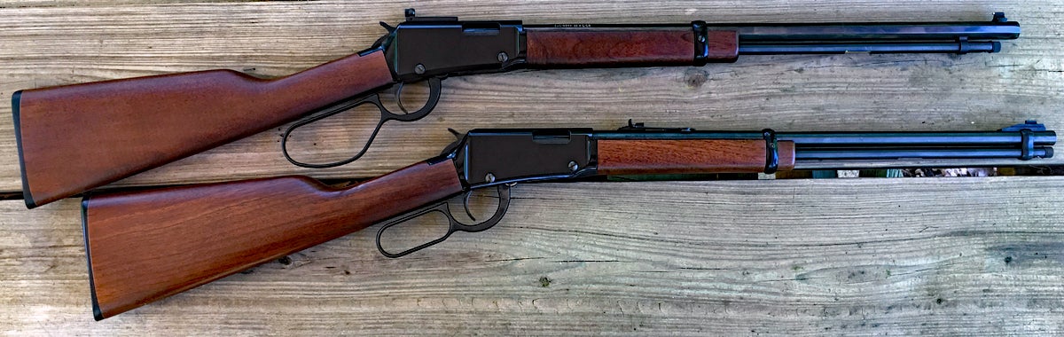 Differences between the SGR (top) and standard 22 include the barrel, sights, front mount for magazine tube, and lever loop. (Photo © Russ Chastain)