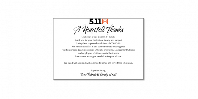 5.11 Tactical is Offering 20% to All Frontline Heroes in Thanks