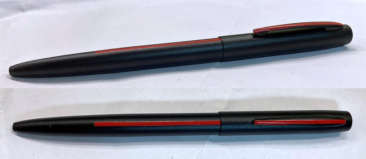 Firefighter version of Fisher Cap-O-Matic Space Pen. (Photo © Russ Chastain)