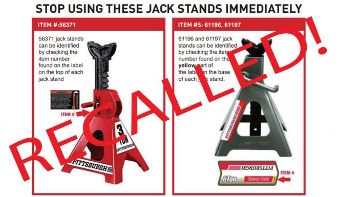 Harbor Freight Recalls Jack Stands Which May ‘Drop Suddenly’