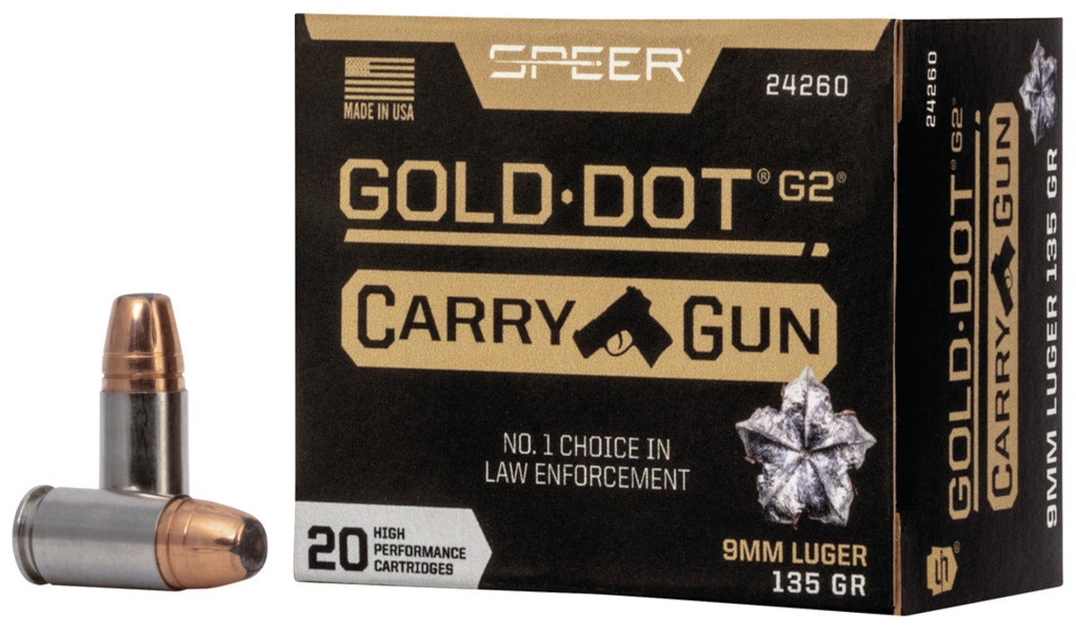 9mm Luger 135-grain Gold Dot Carry Gun HP, MSRP, $28.99. 