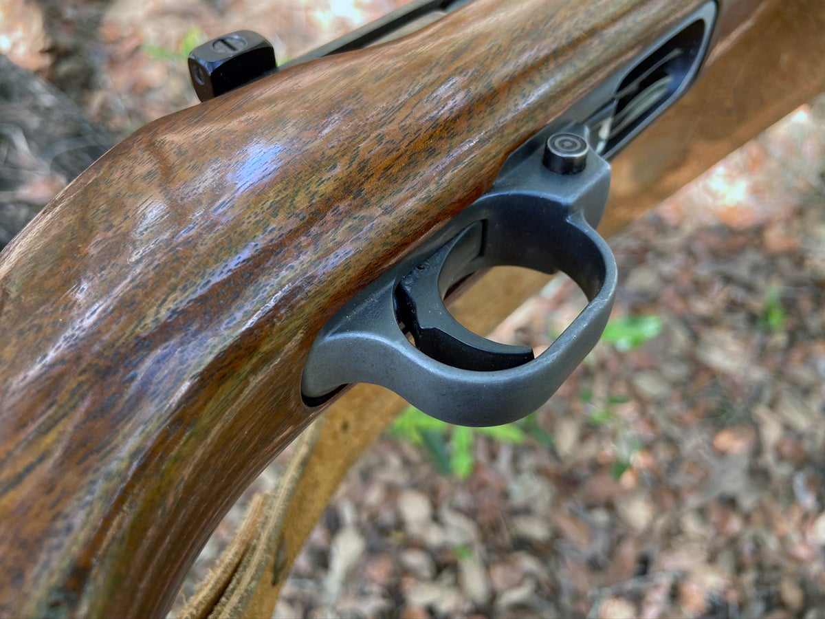 Every bit of finish is worn off the back of the trigger guard. (Photo © Russ Chastain)