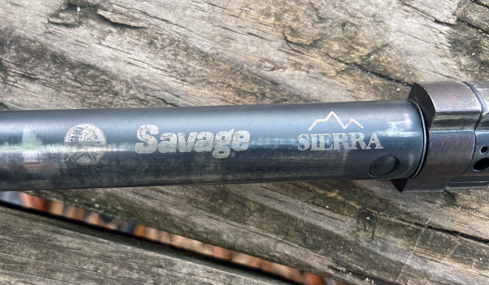 The Sierra has a blued bolt with sliver-colored etching. It's seen a lot of wear in the past 15 years. (Photo © Russ Chastain)
