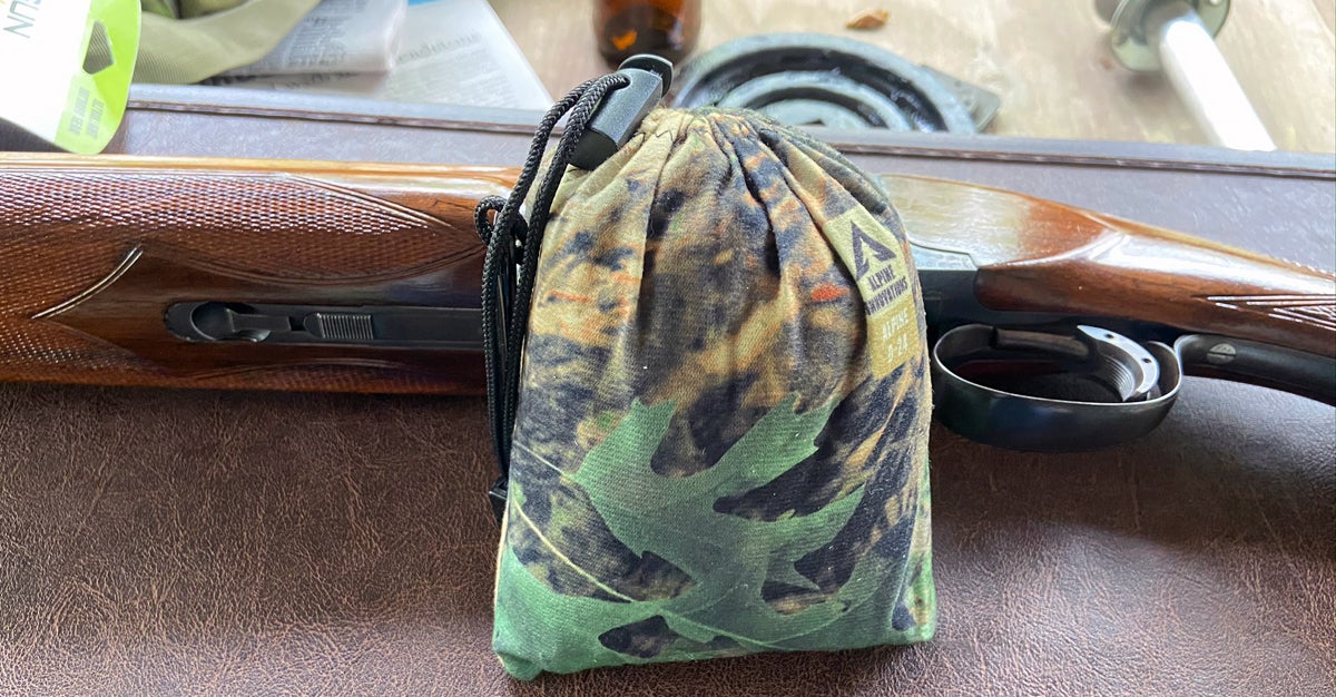 Gun Slicker in its stuff sack, which doubles as the muzzle end cover. (Photo © Russ Chastain)