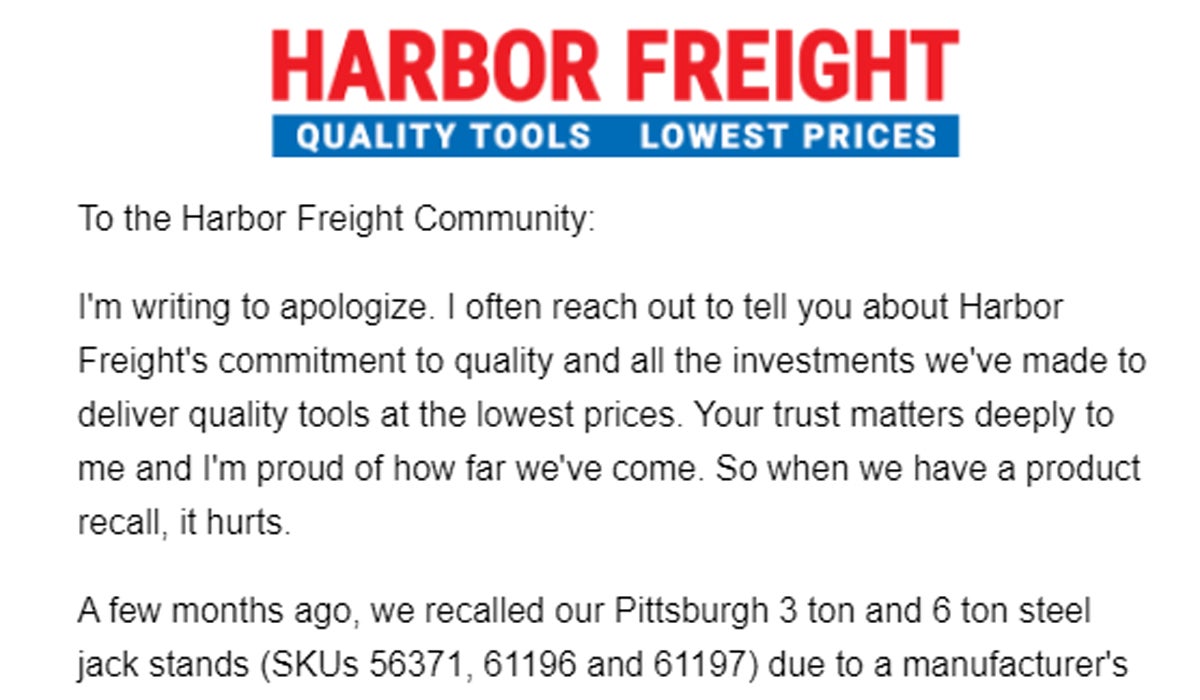 Harbor Freight Recalls Replacement Jack Stands, Too Harbor Freight Recalls Replacement Jack Stands, Too