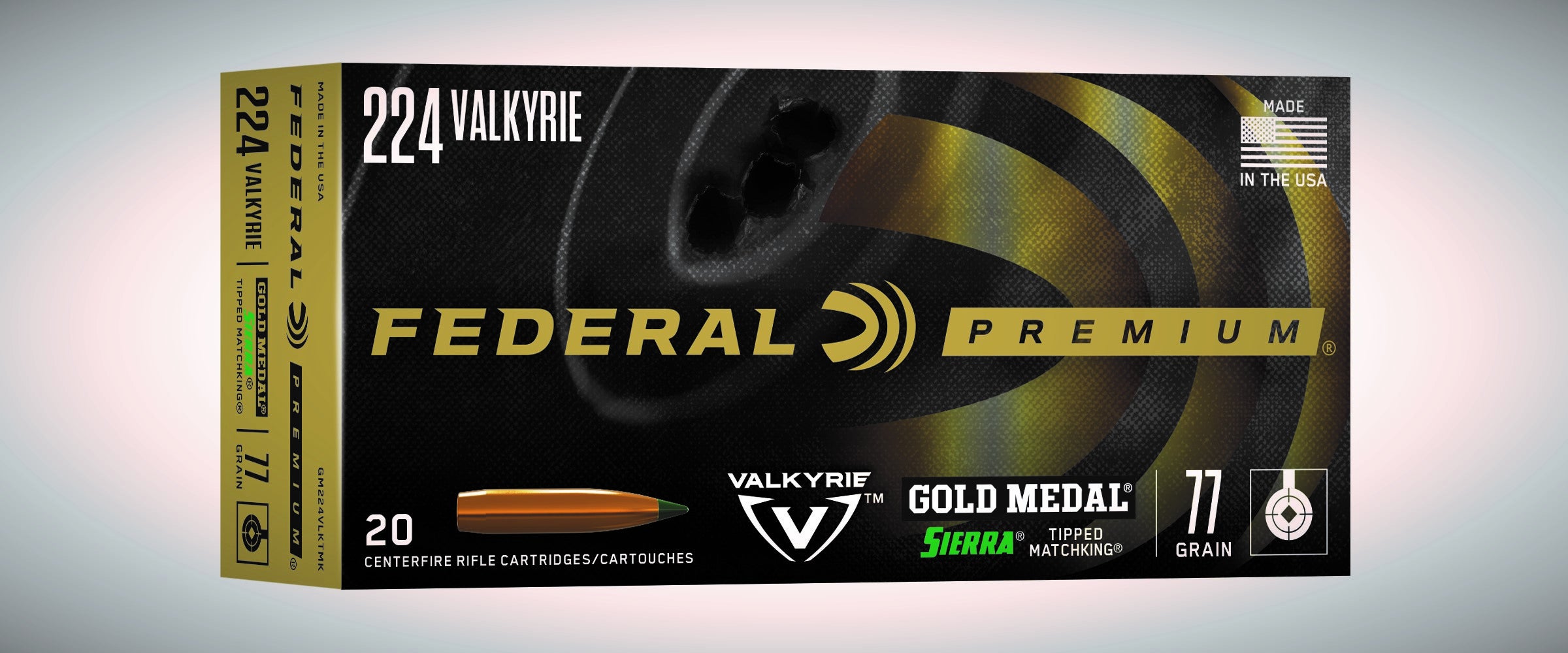 NEW Federal Premium Gold Medal Sierra Tipped MatchKing 224 Valkyrie NEW Federal Premium Gold Medal Sierra Tipped MatchKing 224 Valkyrie