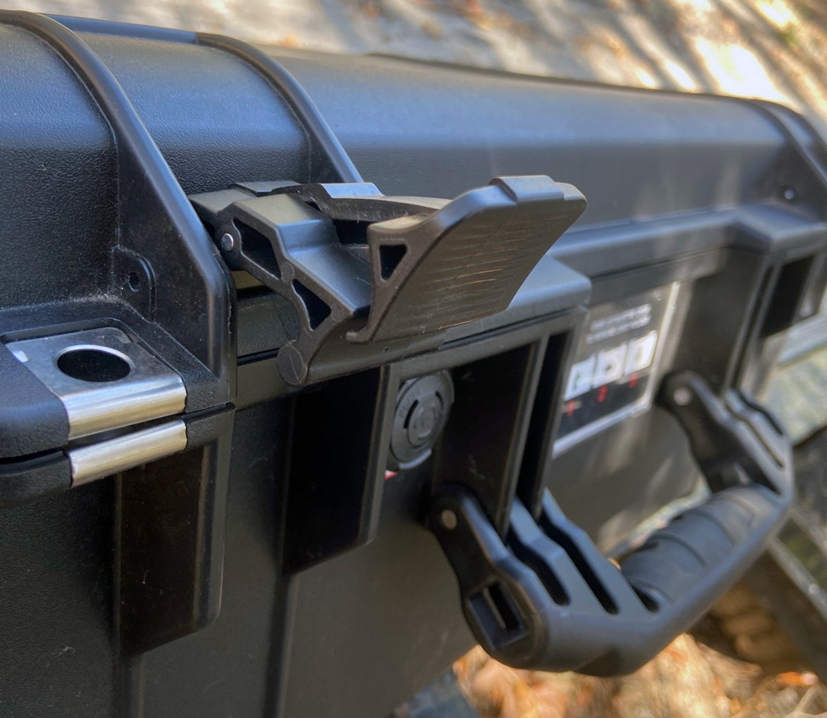 Open latch on Pelican 1535 Air case (Photo © Russ Chastain)