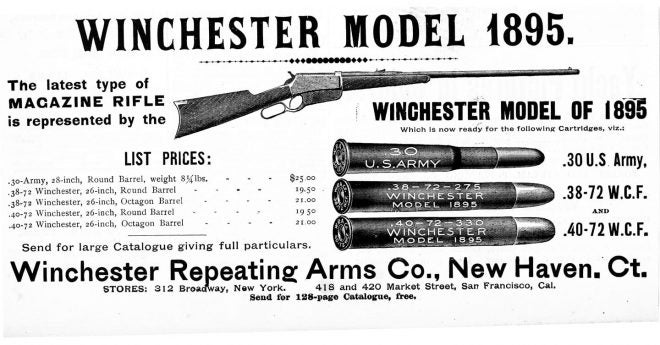 POTD: Winchester 1895 Rifle – 1896 Advertisement for the Model 1895